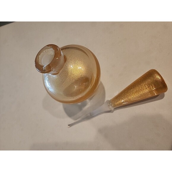 Vtg 1950 MURANO SEGUSO Perfume Bottle 24k Gold POLVERI Aventurine GLaSs 8" - Picture 5 of 10